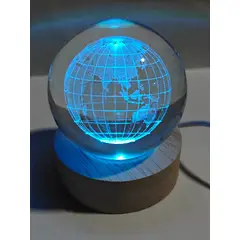GENERICO - Lampara Bola de Cristal Multicolor USB - Mapamundi 6 cm