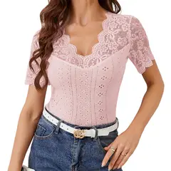 BLWOENS - Polera de manga corta para mujeres - Rosa