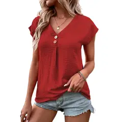 BLWOENS - Polera de manga corta para mujeres - Rojo