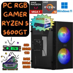 AMD - COMPUTADORA GAMER PC RGB RYZEN 5 5600GT SSD1TB RAM32GB + OBSEQUIO