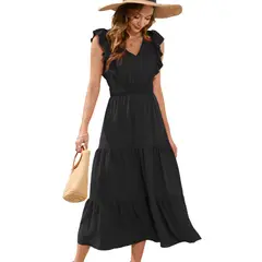 BLWOENS - Vestido casual de para mujeres - Negro
