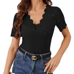 BLWOENS - Polera de manga corta para mujeres - Negro