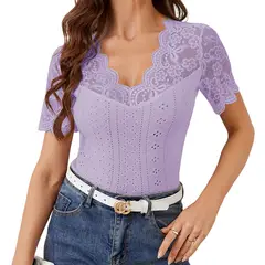 BLWOENS - Polera de manga corta para mujeres - Violeta