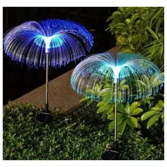 GENERICO - Set x2 luz solar exterior multicolor decorativo recargable Medusa LED