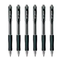 UNI BALL - UNI Laknock SN-100 Bolígrafo Tinta Seca Negro Pack x 6