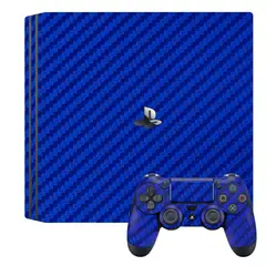 GENERICO - Skin Adhesivo Ps4 Pro Fibra de Carbono Azul