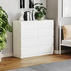 GENERICO - Cómoda Francine 8 Cajones Blanco 100 cm Huk