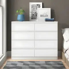 GENERICO - Cómoda Francine 8 Cajones Blanco 120 cm Huk