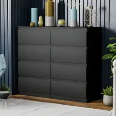 GENERICO - Cómoda Francine 8 Cajones Negro 100 cm Huk