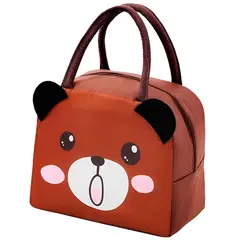MINARI - Lonchera Térmica Infantil Marrón Diseño Oso 52L