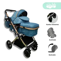 GENERICO - Coche Moises de bebe con pañalera modelo Bravo Blue