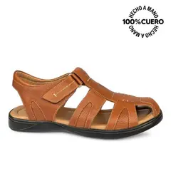 VIALE - Sandalia Franciscana Casual ANGELO-2509 Miel Homme Cuero