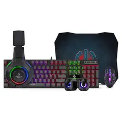 ENKORE - Kit Teclado, Audífonos, Parlantes, Mouse y Pad Gamer Brain 5