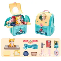 GENERICO - Set De Veterinario Y Mochila 2 En 1 de Gatito 14 pcs