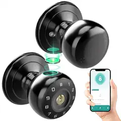 OEM - Cerradura Inteligente Smart Chapa Biometrica Pomo Perilla Negro K03