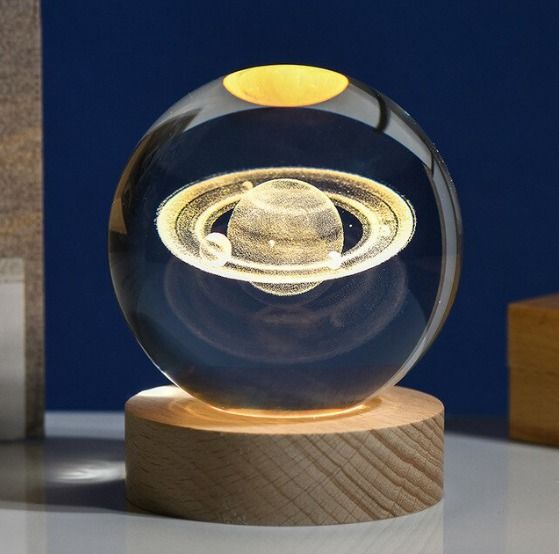 Mini Lámpara Luz Led Para Dormitorio Esfera Con Diseño 3d