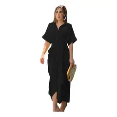 GIOIO - Vestido Camisero Estampado De Cintura Alta Para Mujer