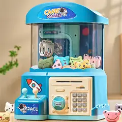 GENERICO - Maquina De Garra Atrapa Peluches con alcancia Gashapon - AZUL