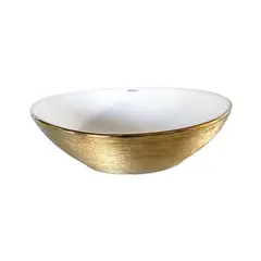 FRATELLI - BOWL OVALIN DE LOZA OVALADO DORADO CON BLANCO 035-BL