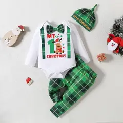 GENERICO - CONJUNTO DE BEBÉ NIÑO MI PRIMERA NAVIDAD ( BODY + GORRO + PANTALON )