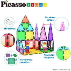PICASSO TILES - Kit de Bloques Magnéticos de 63 piezas con 2 figuras de personajes - Juguete STEM Educativo y Didáctico para Niños PicassoTiles