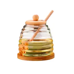 INSPIRA - Frasco para Miel con Tapa y Base de Bambú 400 ml
