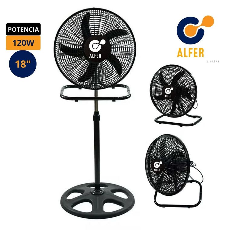 Ventilador 3 en 1 De 18″ 120 Watts Negro