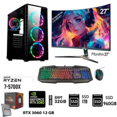 AMD - Computadora PC Gamer RYZEN 7 5700X Ram 32GB SSD-M2 1TB+SSD 960GB RTX 3060 12GB