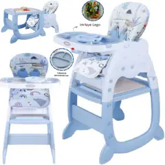 HI BABY - Silla Carpeta Gato 3 en 1 con Plato y Lego AZUL