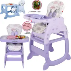 HI BABY - Silla Carpeta Gato 3 en 1 con Plato y Lego LILA