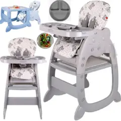 HI BABY - Silla Carpeta Gato 3 en 1 con Plato y Lego PLOMO