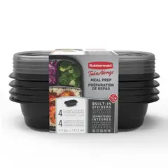 RUBBERMAID - 4 Recipientes con division para Alimentos 1112ml 2127152