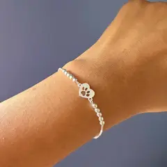 GENERICO - Pulsera regulable con dije corazón huellita en plata