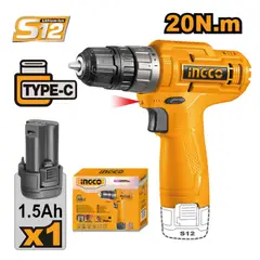 INGCO TOOLS - TALADRO ATORNILLADOR INALÁMBRICO INGCO 12V CDLI12428