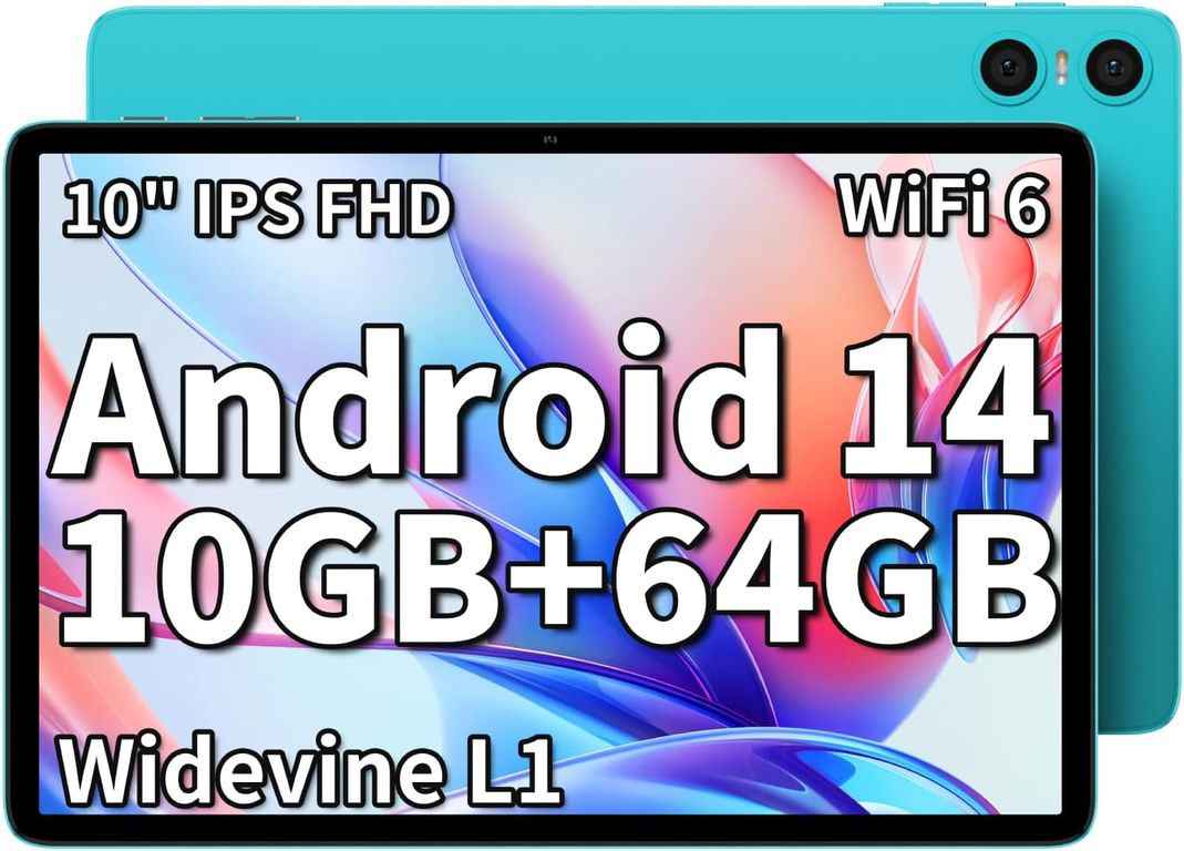 Tablet P30 10" 10GB RAM, 64GB ROM Octa-Core, IPS HD, 6000mAh,Android 14 Celeste