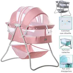 EBABY - Cuna Portátil Plegable para Bebés DOLLY ROSADO