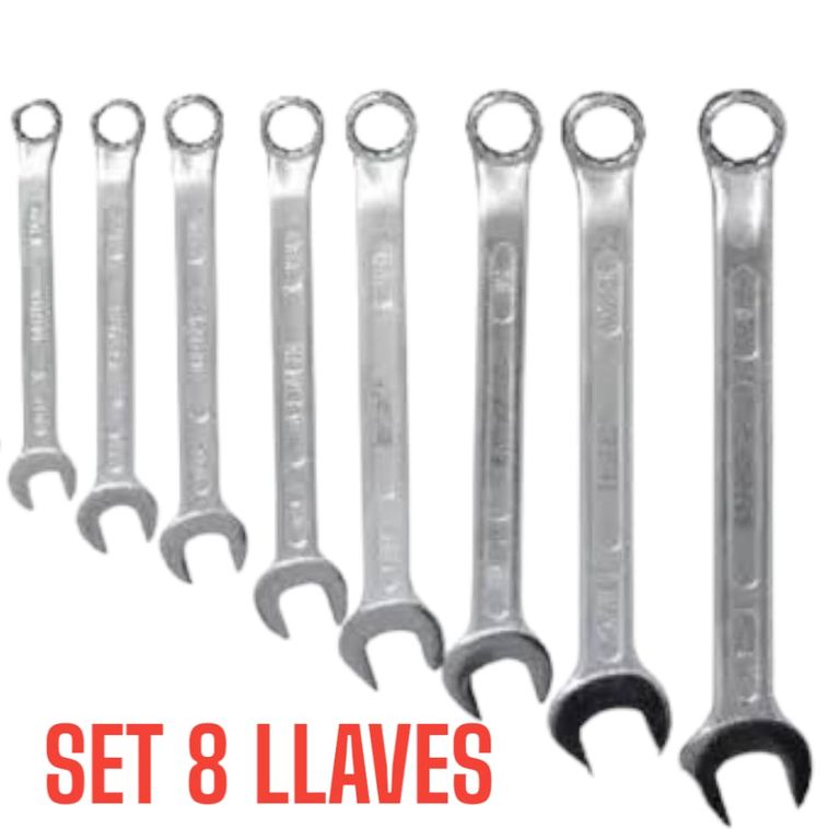 Set de 8Llaves 17mm 14mm 12mm 10mm 9mm 8mm 7mm 6mm Doble Cabeza