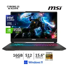 Core Ultra 7-155H-Cyborg 15 AI A1VFK Gaming, 16Gb Ram,512Gb SSD, RTX 4060 8GB, Win11-15K211-210