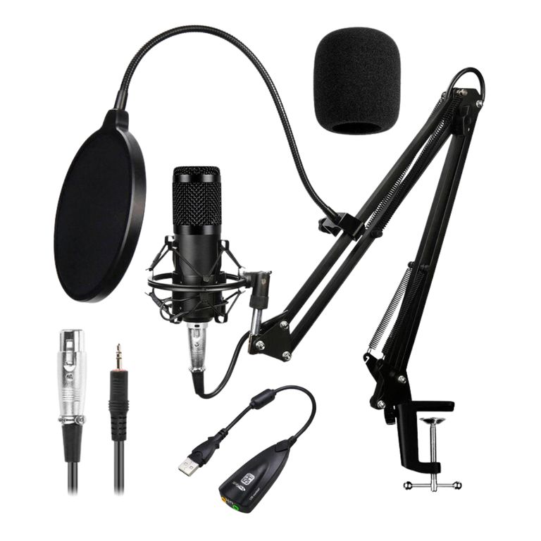 Microfono Condensador Profesional Kit para Entrevistas Streaming