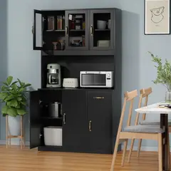 TU MESITA - Mueble de Cocina Moderno Kailin color Negro 6 puertas 1 cajón