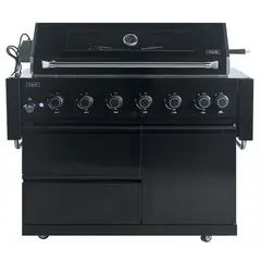 HIGRILL - Parrilla a Gas Multicocción 7 Quemadores con Gabinete y Rostizador
