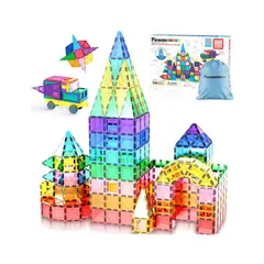PICASSO TILES - Juego de Bloques de Construcción Magnéticos de 100 piezas y bolsa para guardar