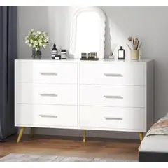 NACION MUEBLES - CÓMODA 6 CAJONES BLANCA NM