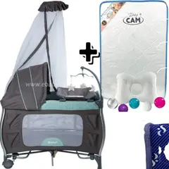 EBABY - Cuna NAPY Corral Mecedora con cambiador + Colchon CAM VERDE