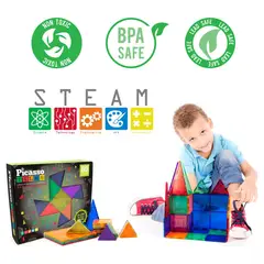 PICASSO TILES - Juego de Bloques Magnéticos que brillan en la oscuridad de 60 piezas