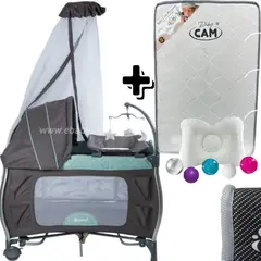 EBABY - Cuna NAPY Corral Mecedora con cambiador + Colchon CAM VERDE