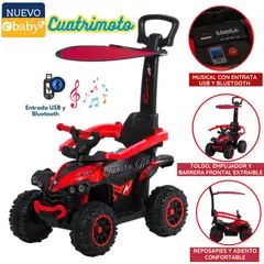 EBABY - Cuatrimoto Musical con Luces y Sombrilla ROJO 357