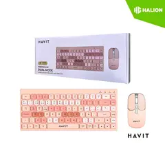 HAVIT - KIT OFFICE KB831WB-SP Teclado y Mouse InalámbricoBluetooth Rosa