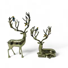 GENERICO - Adorno Pareja de Ciervo en Acero Inoxidable 36x19 cm