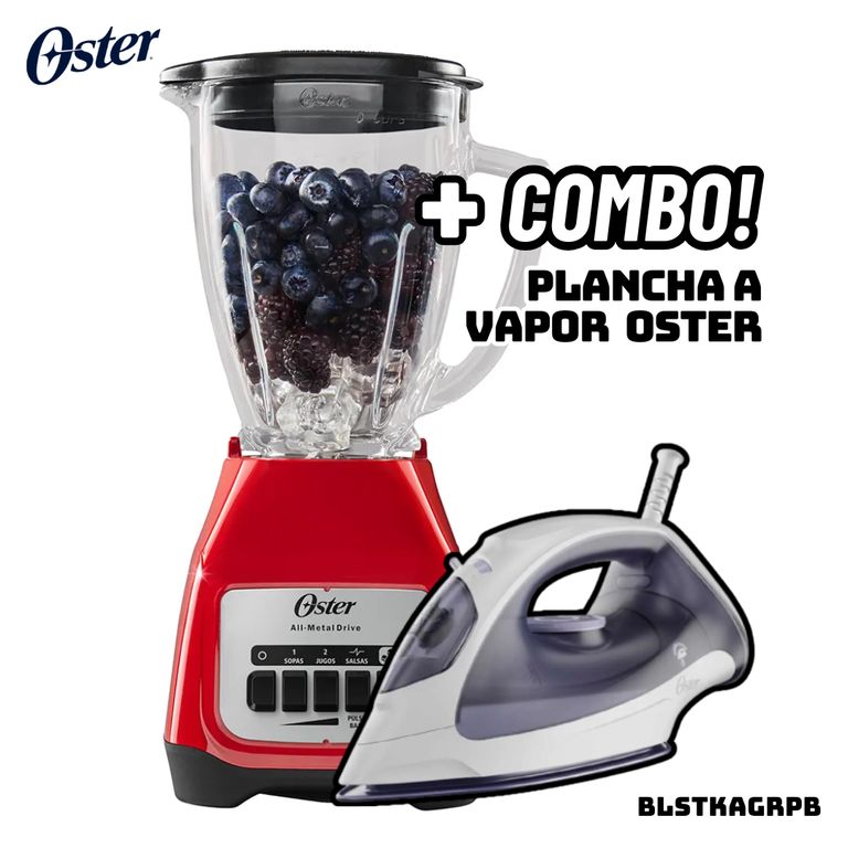 LICUADORA 2 VELOCIDADES 800W ROJA - BLSTKAGRPB + PLANCHA